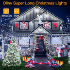 Ollny 800 LEDs 80m Patio Fairy String Lights (Cool White, Green Cable, Plug in, 8 Modes)
