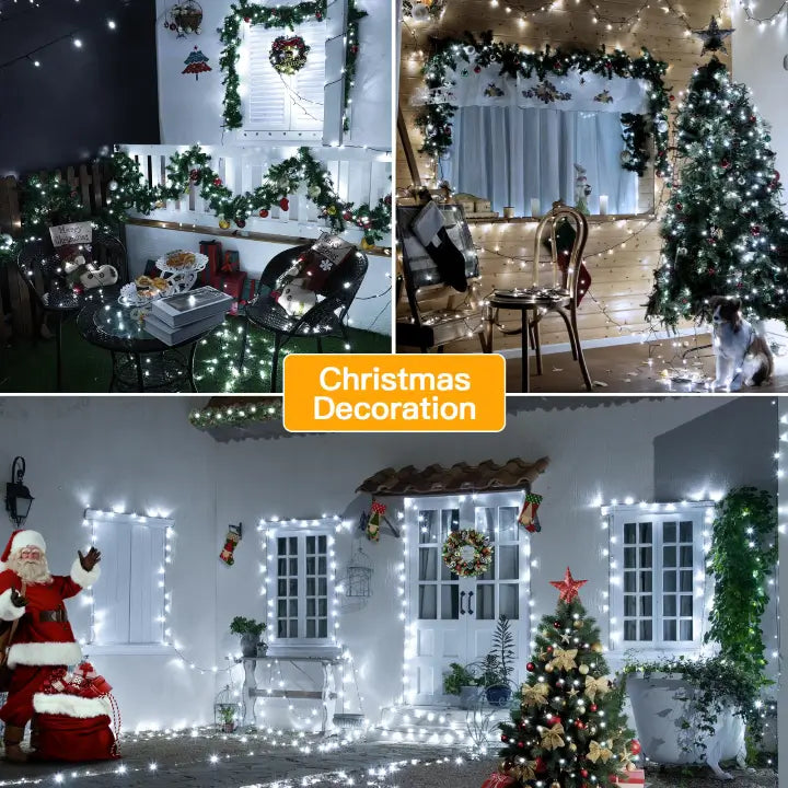 Ollny 800 LEDs 80m Patio Fairy String Lights (Cool White, Green Cable, Plug in, 8 Modes)