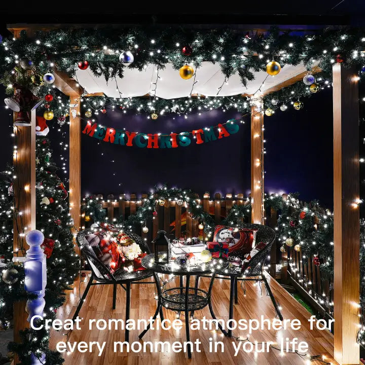 Ollny 800 LEDs 80m Patio Fairy String Lights (Cool White, Green Cable, Plug in, 8 Modes)