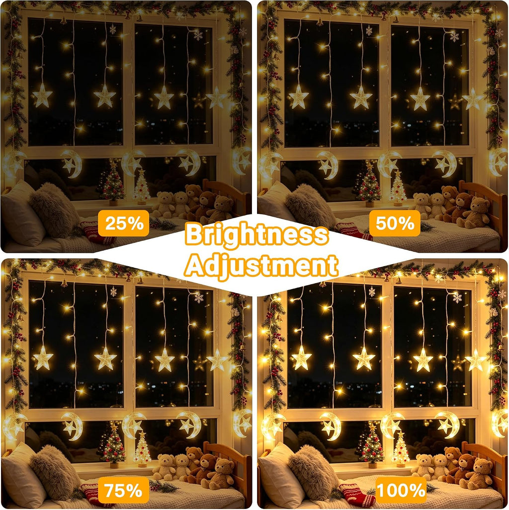 Ollny Moon Star Curtain Fairy Lights