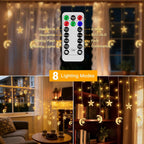 Ollny Moon Star Curtain Fairy Lights