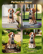 Ollny Outdoor Dog Resin Statue Garden Ornament with Solar LED Lantern (8 Modes, IP44 Waterproof)