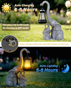Ollny Elephant Garden Ornament with Solar LED Lantern, 29.5cm Resin Statue