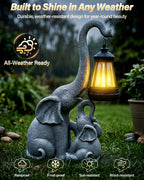 Ollny Elephant Garden Ornament with Solar LED Lantern, 29.5cm Resin Statue