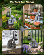 Ollny Elephant Garden Ornament with Solar LED Lantern, 29.5cm Resin Statue