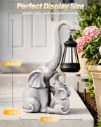 Ollny Elephant Garden Ornament with Solar LED Lantern, 29.5cm Resin Statue