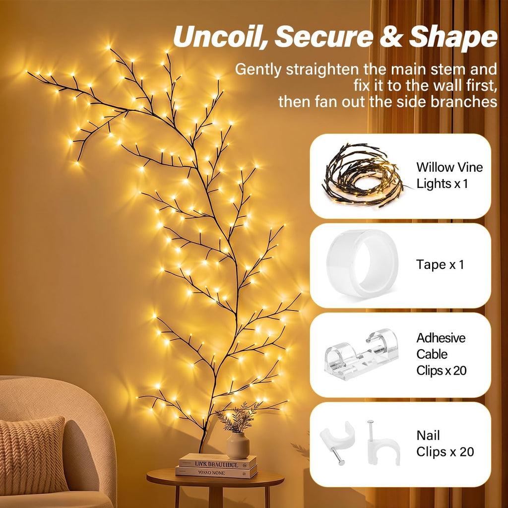Ollny 144 LEDs 2.3m Willow Vine Twig Fairy Lights