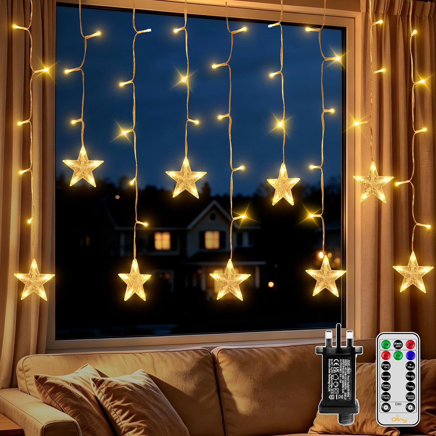 Ollny Stars Curtain Fairy Lights