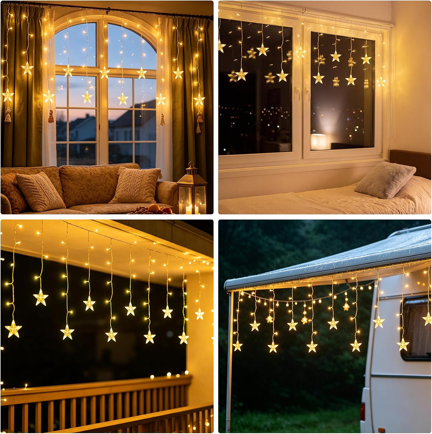 Ollny Stars Curtain Fairy Lights