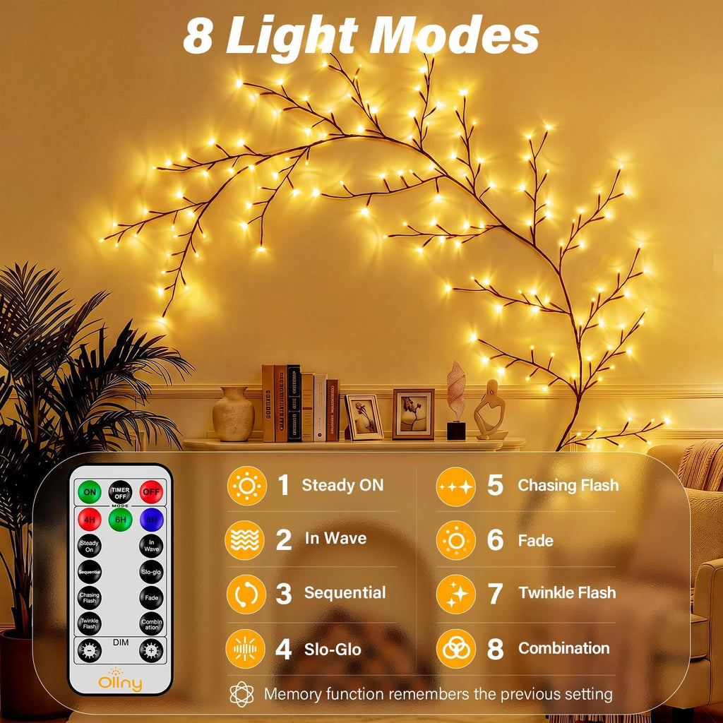 Ollny 144 LEDs 2.3m Willow Vine Twig Fairy Lights