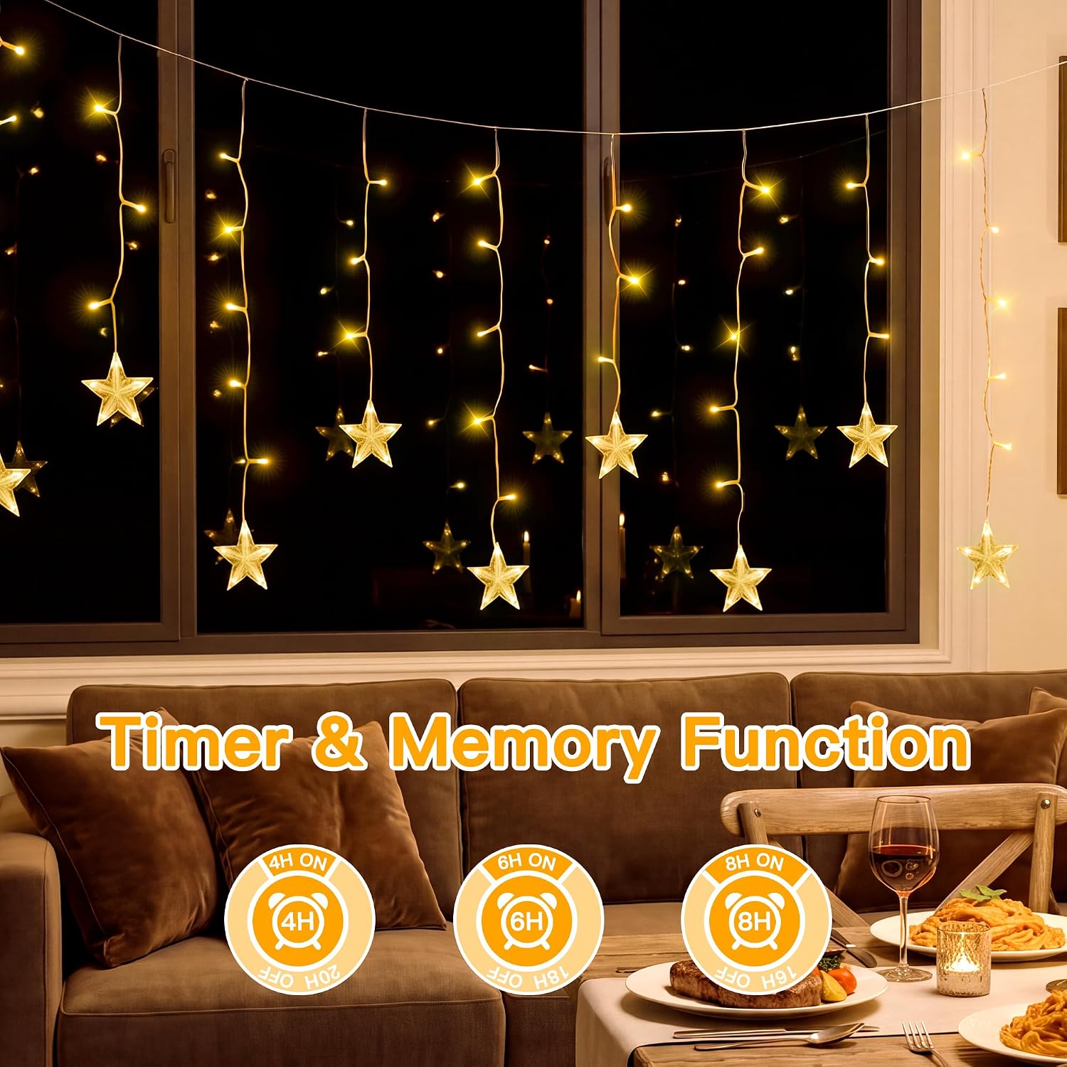 Ollny Stars Curtain Fairy Lights