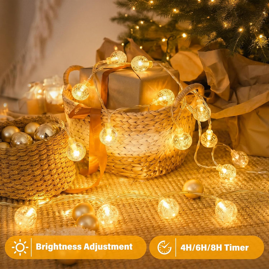 Ollny Outdoor Globe Fairy String Lights (Warm White, Plug in, 8 Modes, IP44 Waterproof)