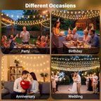 Ollny Outdoor Globe Fairy String Lights (Warm White, Plug in, 8 Modes, IP44 Waterproof)