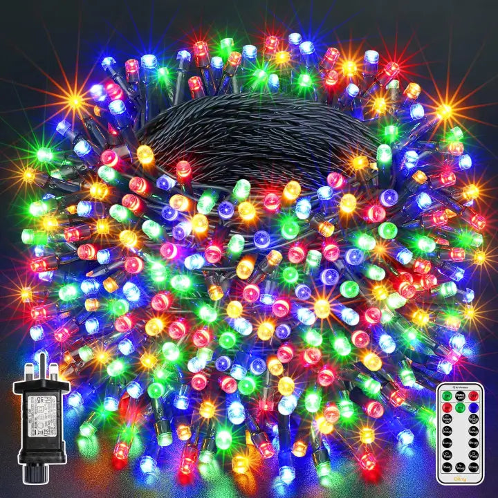 Ollny 200 LED 20m Multicolor Christmas Lights (Green Cable, Plug in, 8 Modes)