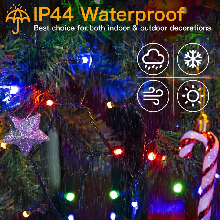 Ollny 200 LED 20m Multicolor Christmas Lights (Green Cable, Plug in, 8 Modes)