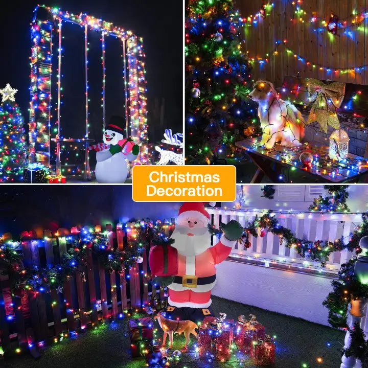 Ollny 200 LED 20m Multicolor Christmas Lights (Green Cable, Plug in, 8 Modes)