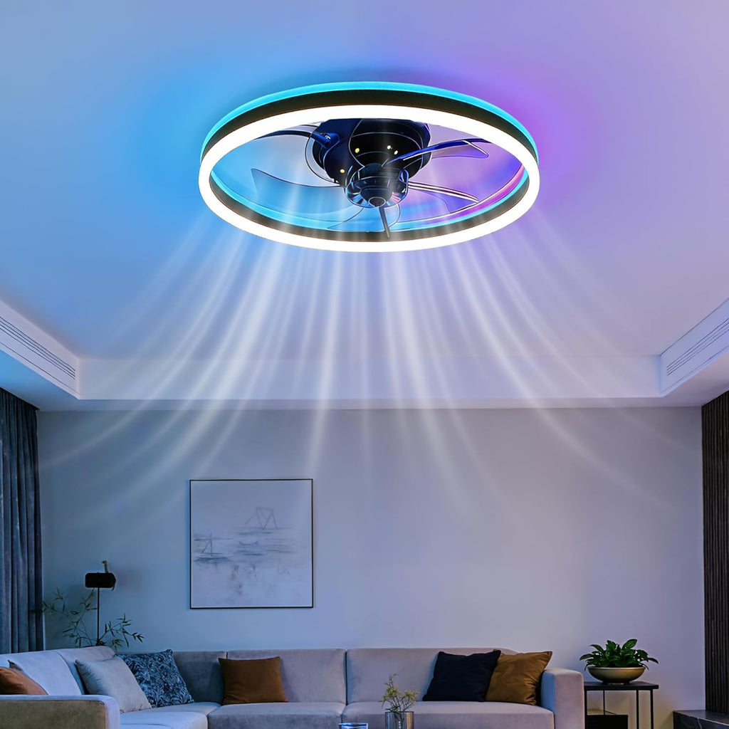 Ollny 50CM RGB Ceiling Fan with Lights(Full RGB Colors, IP20 Waterproof, 3 Modes)