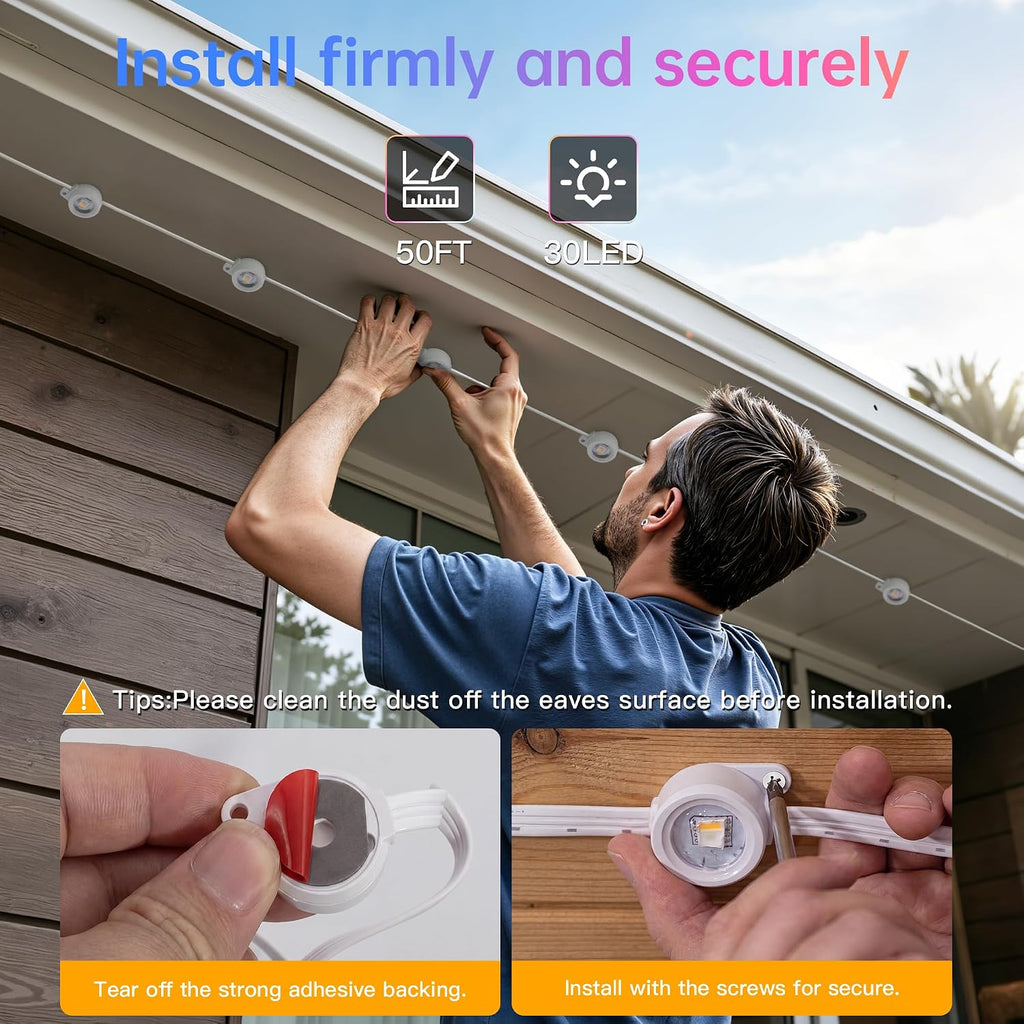 Ollny 15M Permanent Smart RGBW String Outdoor Light