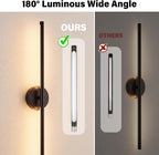 Ollny 2pcs LED Rechargeable Black Wall Sconce for Bedroom, Living Room