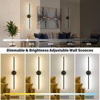 Ollny 2pcs LED Rechargeable Black Wall Sconce for Bedroom, Living Room