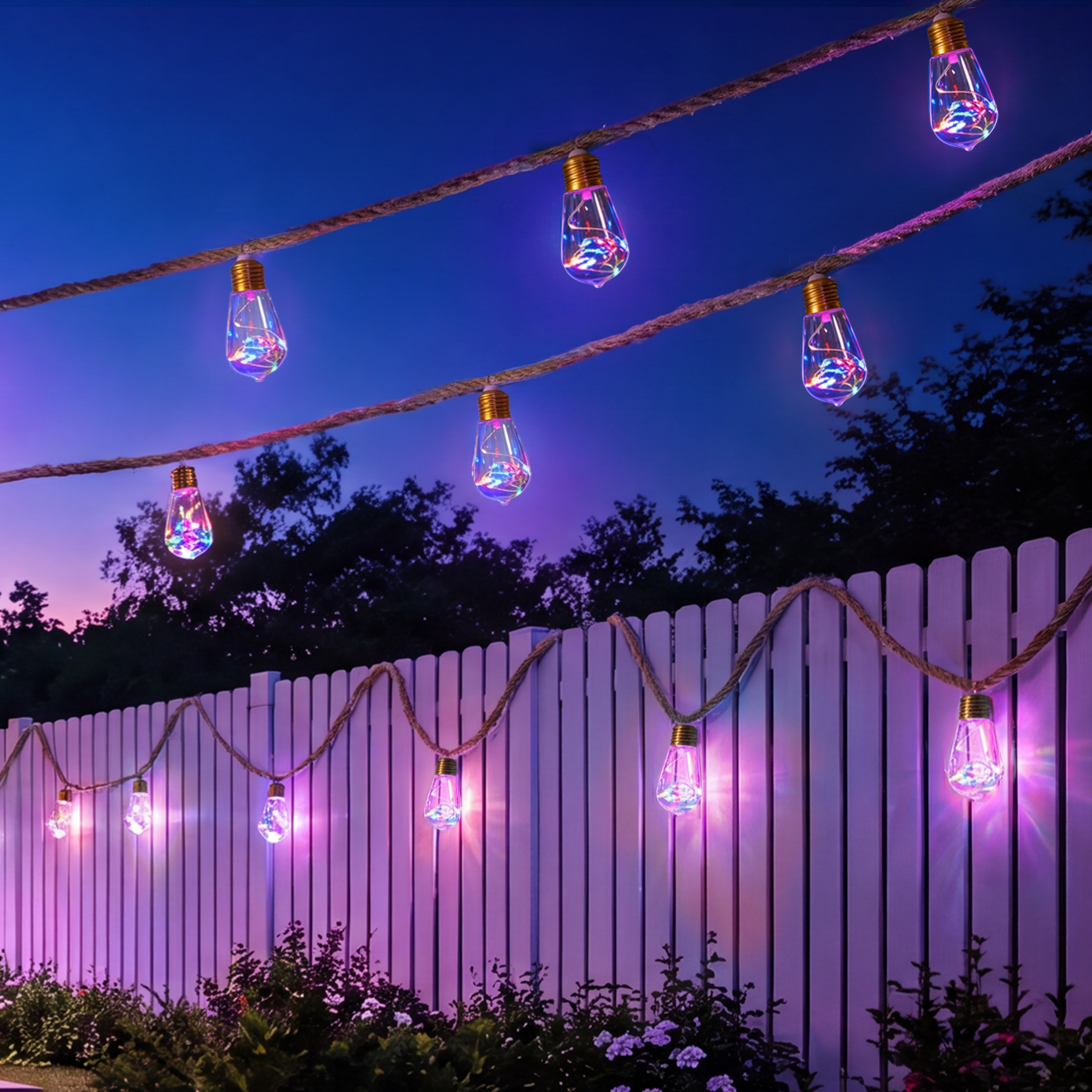 Ollny S17 Outdoor Solar Festoon Lights 8m 160 LEDs (24 Bulbs, Solar Powered, IP44 Waterproof, 8 Modes)
