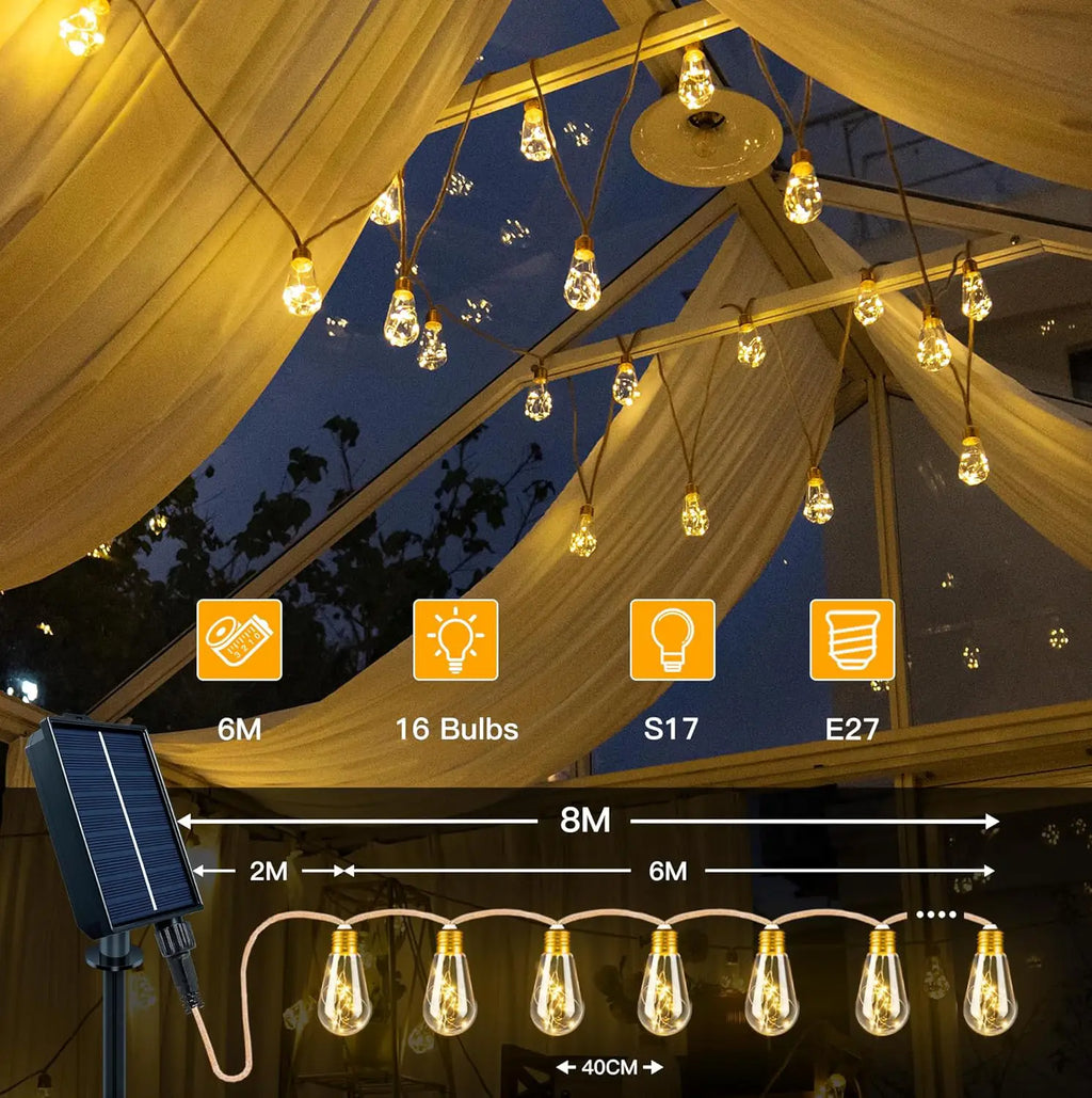 Ollny S17 festoon lights 16bulbs length details
