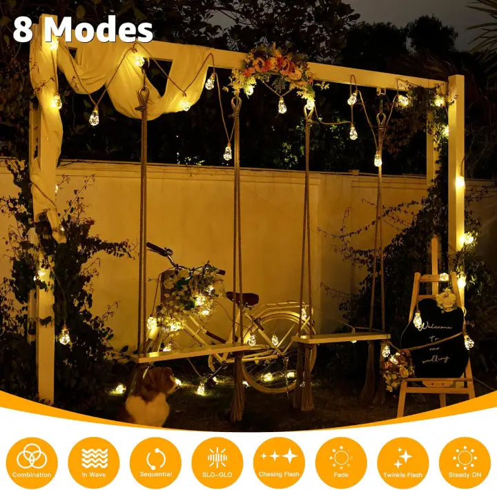 Ollny S17 solar festoon lights have 8 lighting modes