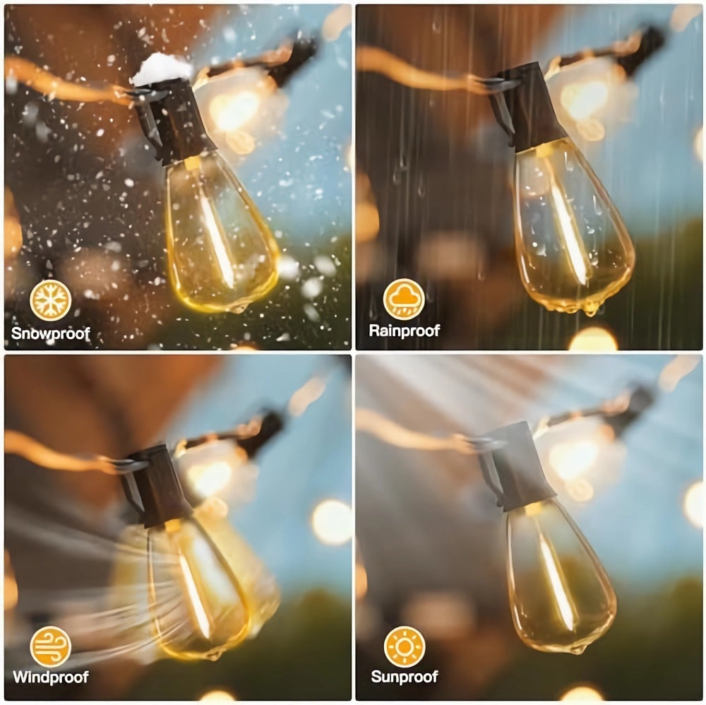 Ollny ST38 Outdoor Festoon Lights 7.5m (13+1 Bulbs, IP45 Waterproof, Connectable, 2200K)