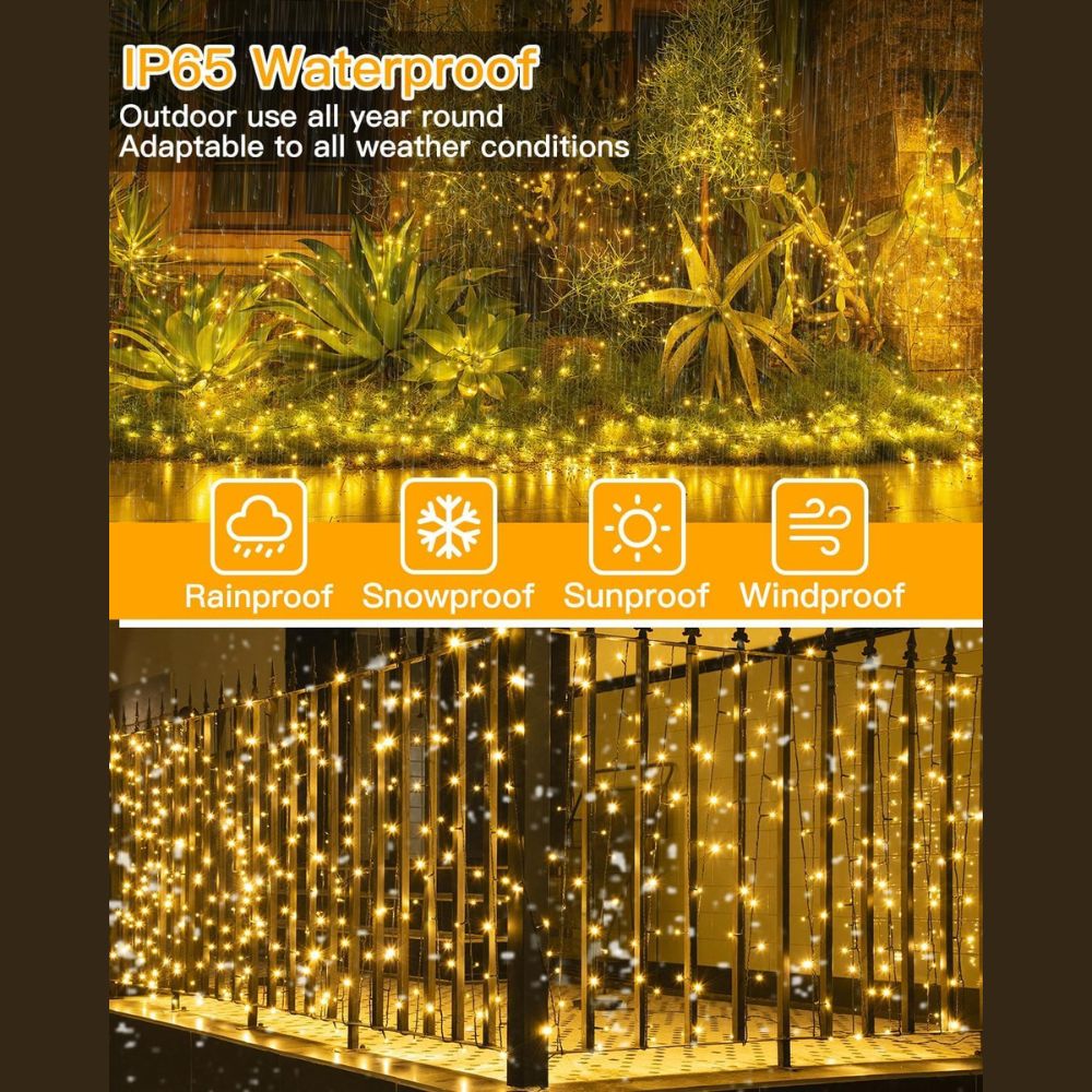 Ollny Solar Fairy Lights for Outdoor, Garden(Warm White, IP44 Waterproof, 8 Modes)
