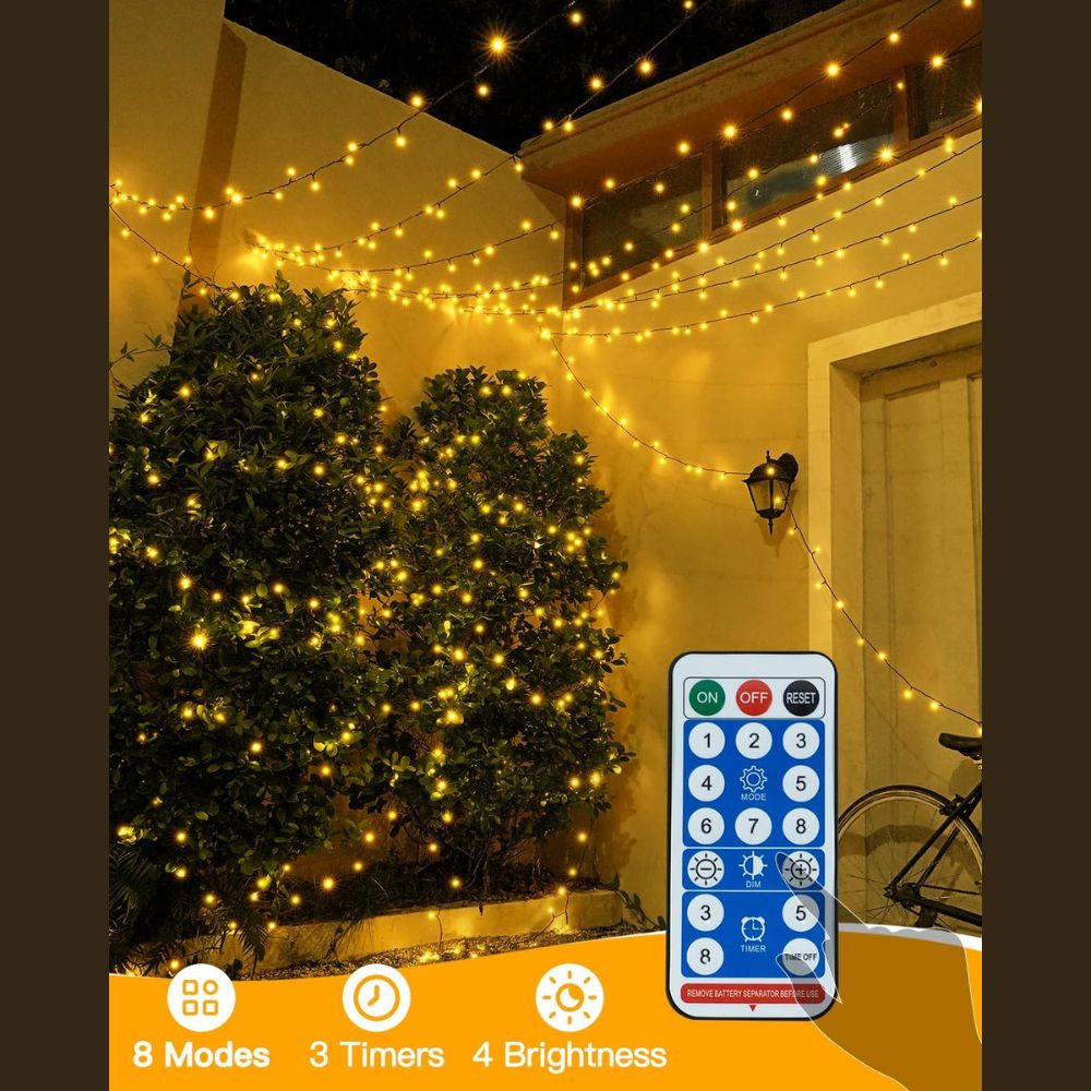 Ollny Solar Fairy Lights for Outdoor, Garden(Warm White, IP44 Waterproof, 8 Modes)