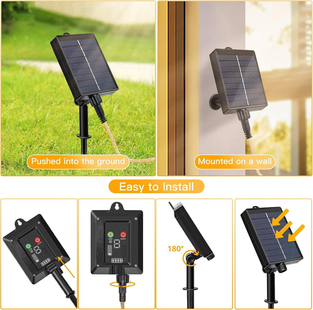 Ollny S17 Outdoor Solar Festoon Lights 8m 160 LEDs (24 Bulbs, Solar Powered, IP44 Waterproof, 8 Modes)