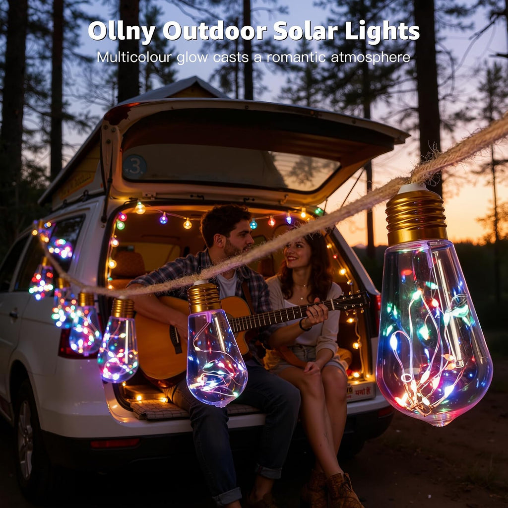 Ollny S17 Outdoor Solar Festoon Lights 8m 160 LEDs (24 Bulbs, Solar Powered, IP44 Waterproof, 8 Modes)