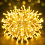 Ollny 100 LED Warm White Battery Operated Christmas Fairy Lights (Clear Cable, IP44 Waterproof)