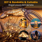 Ollny 100 LEDs 10m Warm White Room Fairy Lights (Copper Wire, Battery Operated)