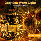 Ollny 150 LED Warm White Battery Operated Christmas Fairy Lights (Clear Cable, IP44 Waterproof)