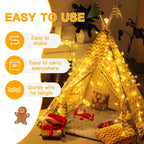 Ollny 150 LED Warm White Battery Operated Christmas Fairy Lights (Clear Cable, IP44 Waterproof)