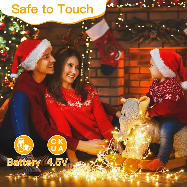 150 LED Warm White Battery Operated Christmas Fairy Lights Clear