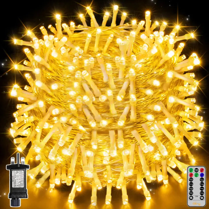 800 LEDs 80m Patio Fairy String Lights (Warm White, Clear Cable, Plug in, 8 Modes)