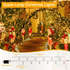 Ollny 800 LEDs 80m Christmas Fairy String Lights (Warm White, Clear Cable, Plug in, 8 Modes)