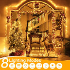 Ollny 800 LEDs 80m Christmas Fairy String Lights (Warm White, Clear Cable, Plug in, 8 Modes)