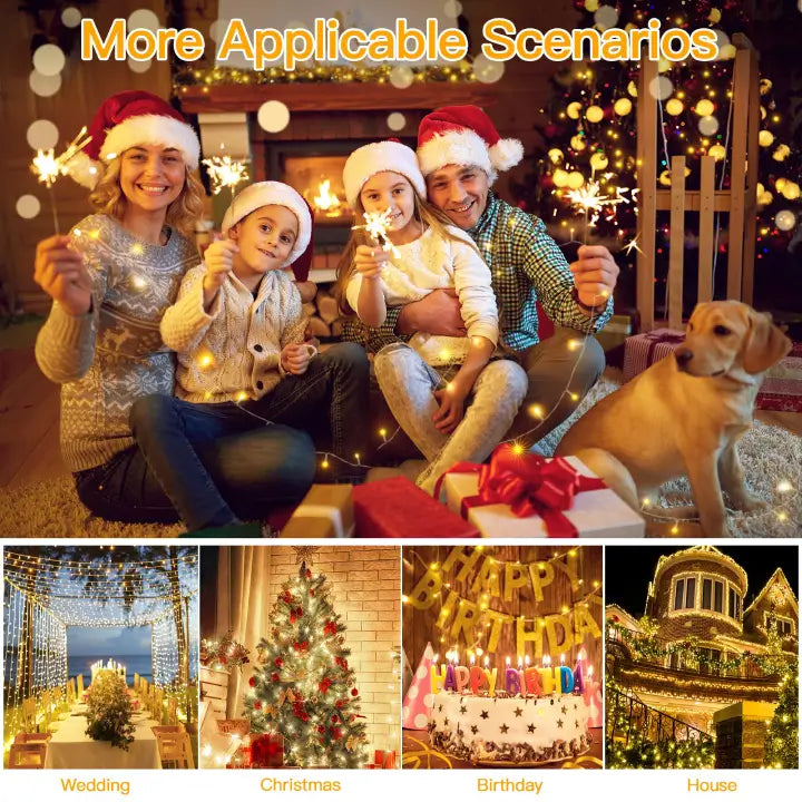 Ollny 800 LEDs 80m Christmas Fairy String Lights (Warm White, Clear Cable, Plug in, 8 Modes)