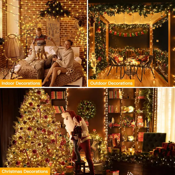 Ollny 800 LEDs 80m Patio Fairy String Lights (Warm White, Green Cable, Plug in, 8 Modes)
