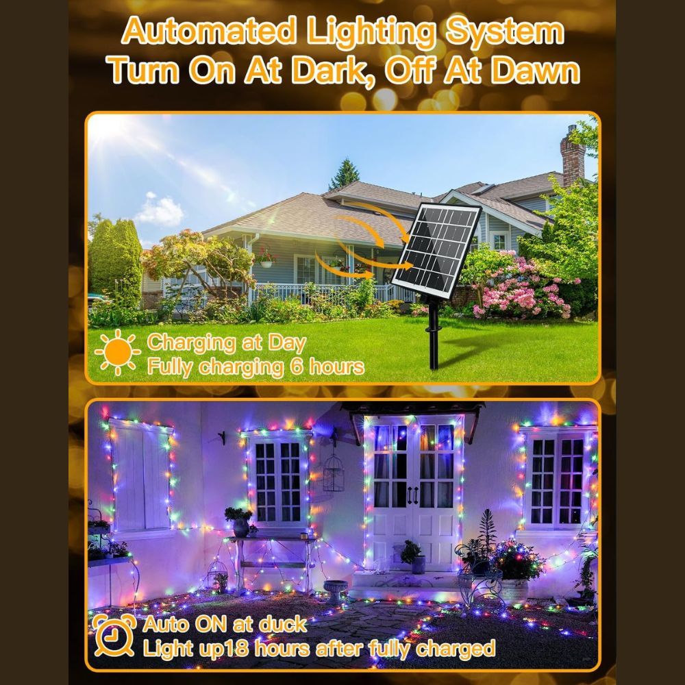 Ollny Solar Fairy Lights for Outdoor, Garden(Multicolour, IP44 Waterproof, 8 Modes)