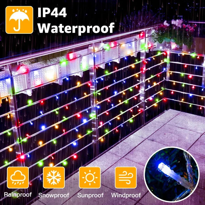 Multicolored string lights are IP44 waterproof and rainproof