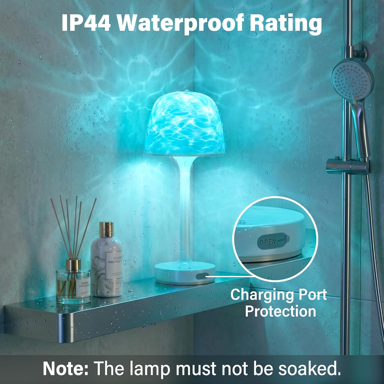 Ollny LED Ocean Wave Projector Lamp for Bathroom, Shower, Bathtub(16 Modes, IP44 Waterproof)