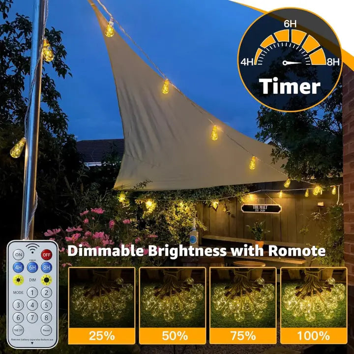 
S17 festoon solar lights are dimmable and come with 3 timers