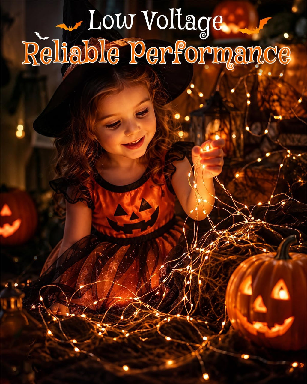 Ollny 300 LEDs 30m Halloween Fairy Lights Orange String Lights (Clear Cable, Plug in, IP44 Waterproof)