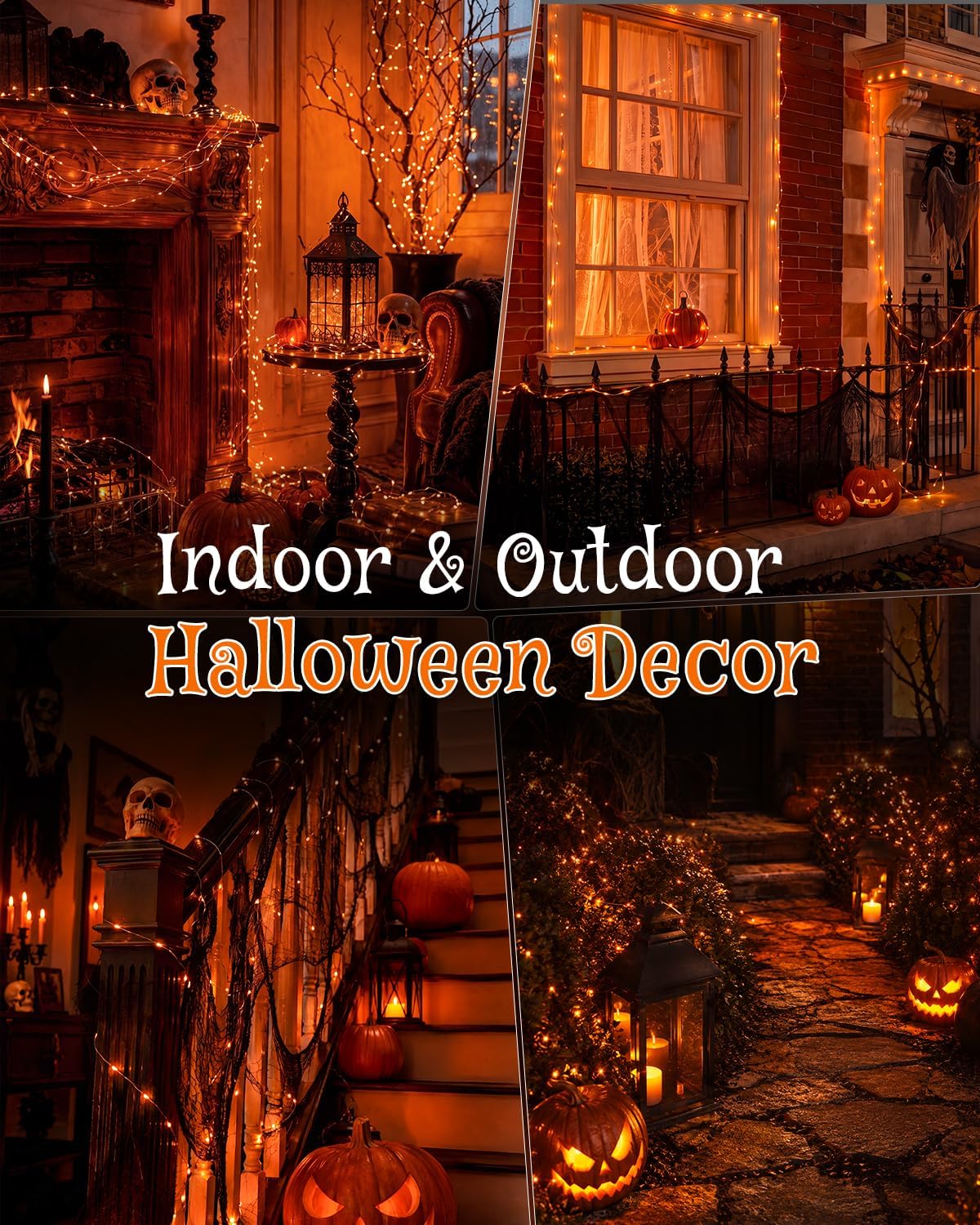 Ollny 300 LEDs 30m Halloween Fairy Lights Orange String Lights (Clear Cable, Plug in, IP44 Waterproof)