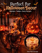 Ollny 300 LEDs 30m Halloween Fairy Lights Orange String Lights (Clear Cable, Plug in, IP44 Waterproof)