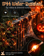 Ollny 300 LEDs 30m Halloween Fairy Lights Orange String Lights (Clear Cable, Plug in, IP44 Waterproof)
